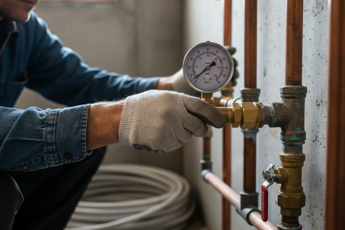 Pressure testing a repaired line during Water Line Repair in Whitley City